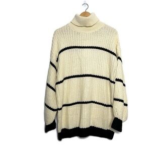 Bloomchic Ivory Cream Striped Turtle Neck Sweater Women’s Size 1x New With Tags